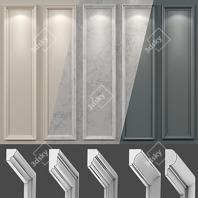 Classic Boiserie Wall Molding 3D model image 1