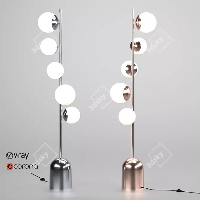 Modern Chrome Vetro Floor Lamp 3D model image 1