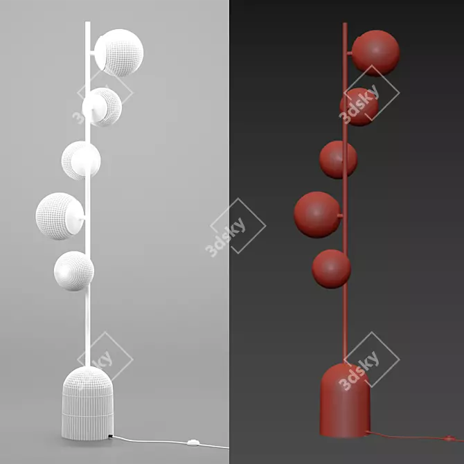 Modern Chrome Vetro Floor Lamp 3D model image 4