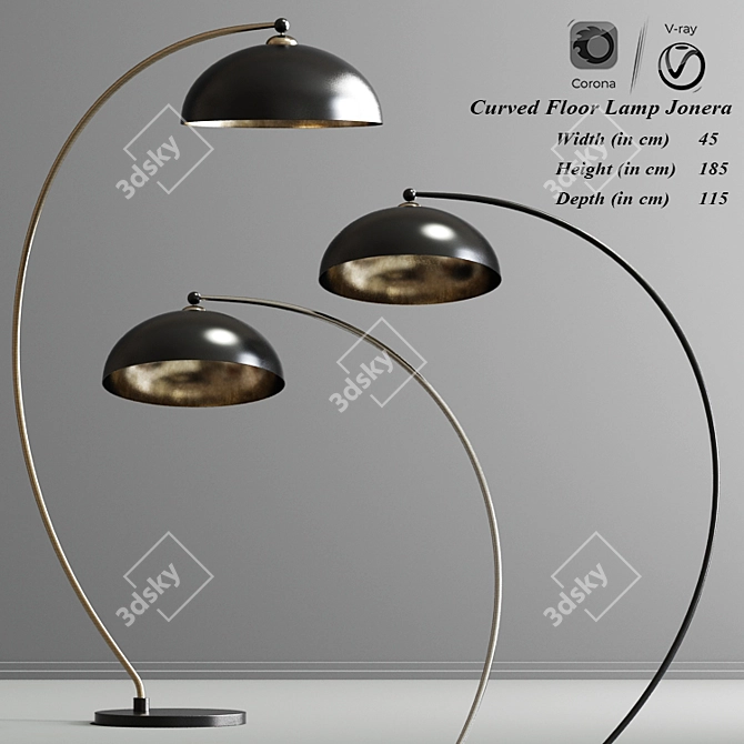 Sleek Curved Floor Lamp 3D model image 1