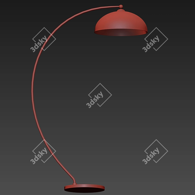 Sleek Curved Floor Lamp 3D model image 2