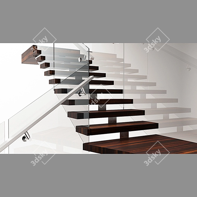 Title: Modern Office Stairs 3D model image 2