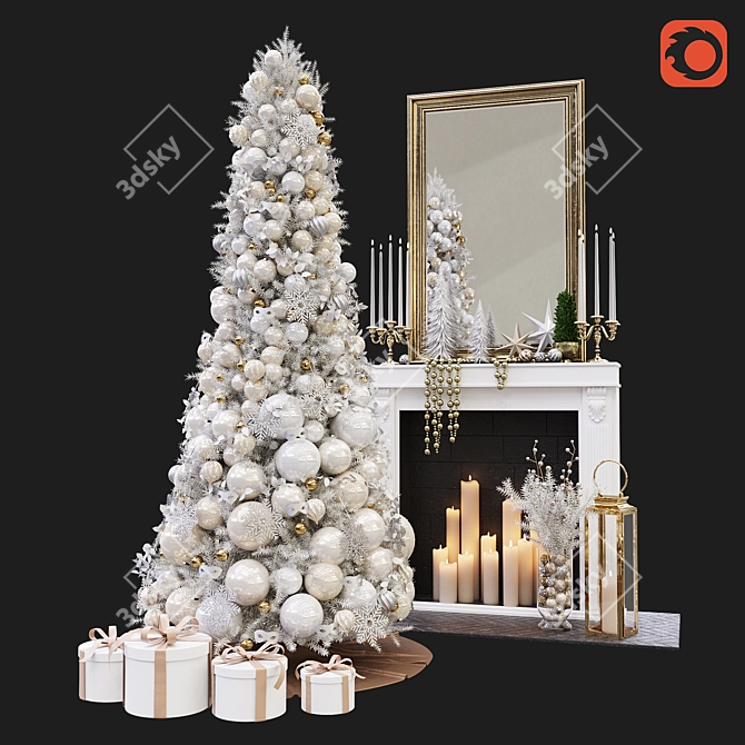 Festive Christmas Decoration Set 3D model image 1