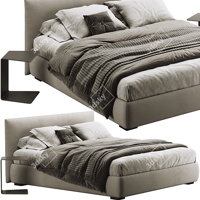Modern Meridiani Scott Bed: Sleek Design, Superior Comfort 3D model image 1