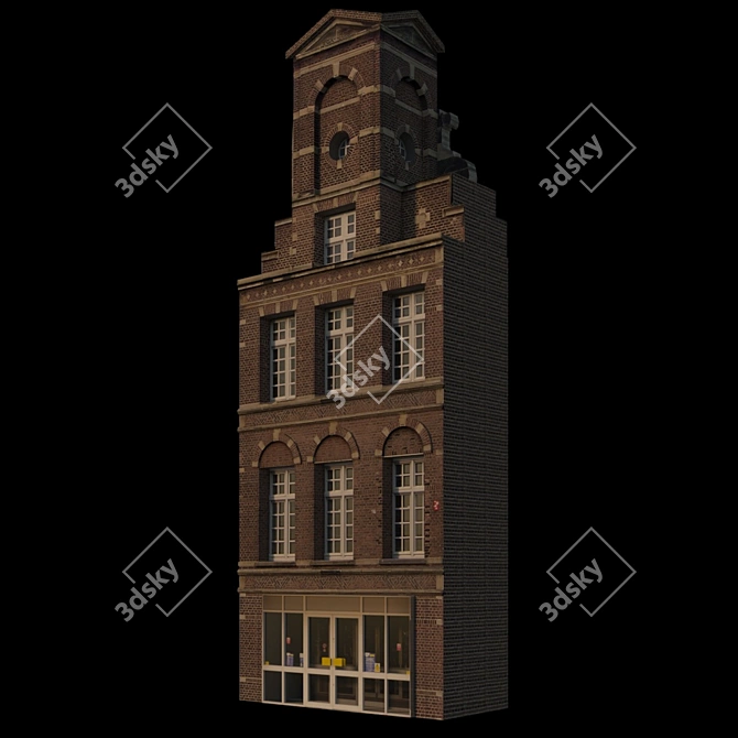 3D Building Facade with Showcase 3D model image 1