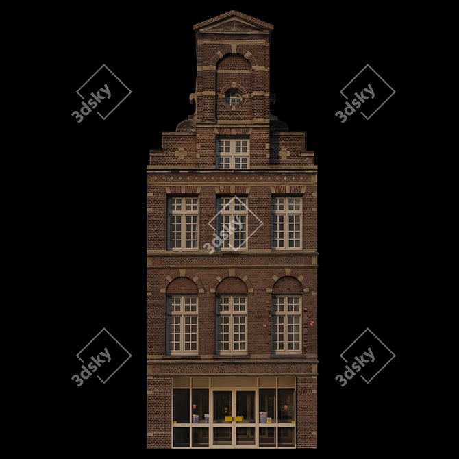 3D Building Facade with Showcase 3D model image 2