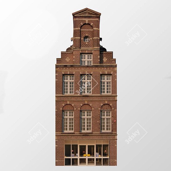 3D Building Facade with Showcase 3D model image 4