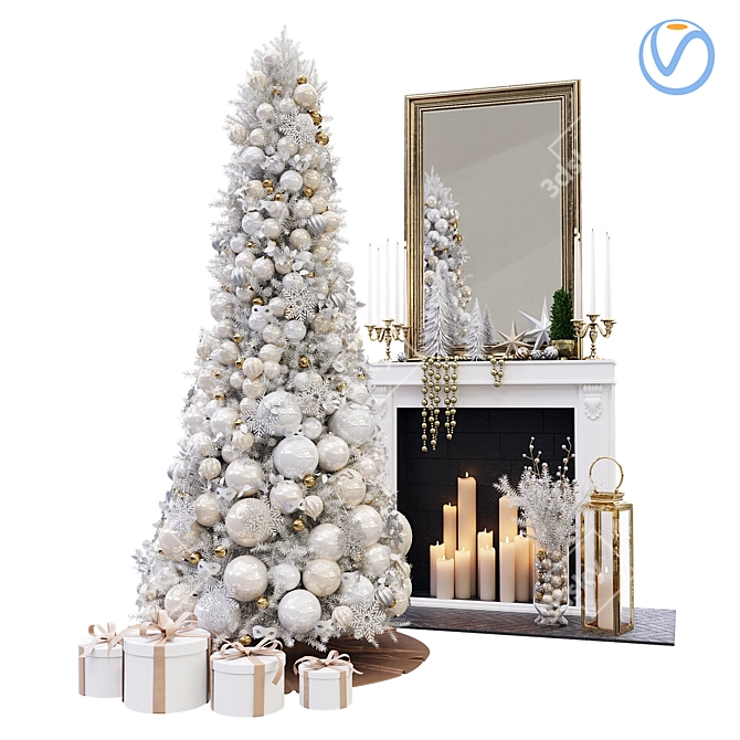 Christmas Decor Set with Tree 3D model image 1