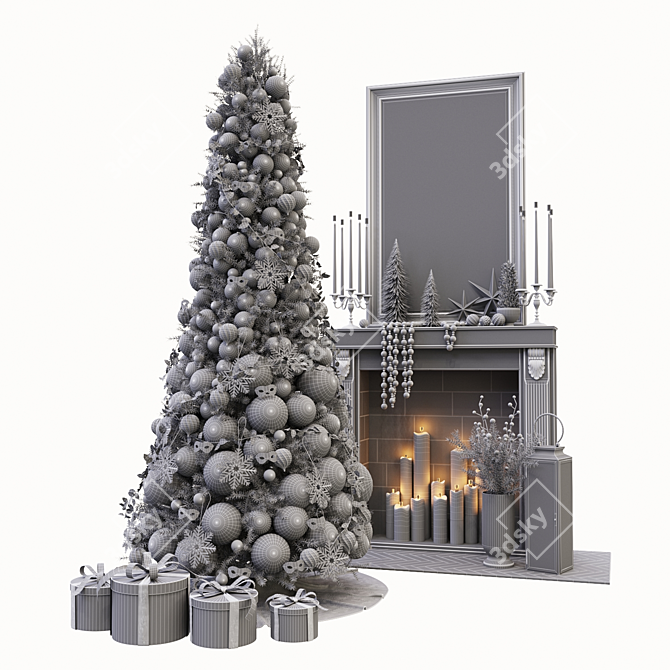 Christmas Decor Set with Tree 3D model image 5