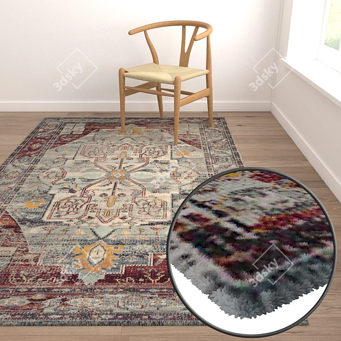 3-Piece High-Quality Carpet Set 3D model image 5