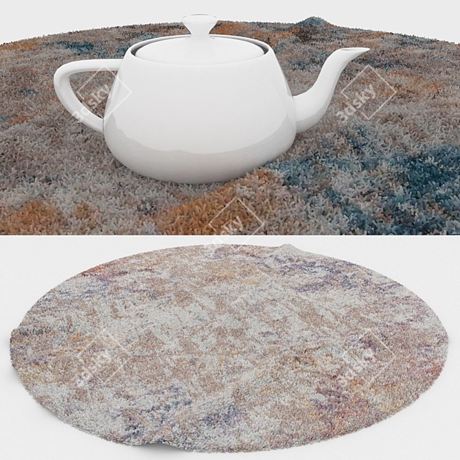 Round Rugs Set: Versatile Textures 3D model image 3