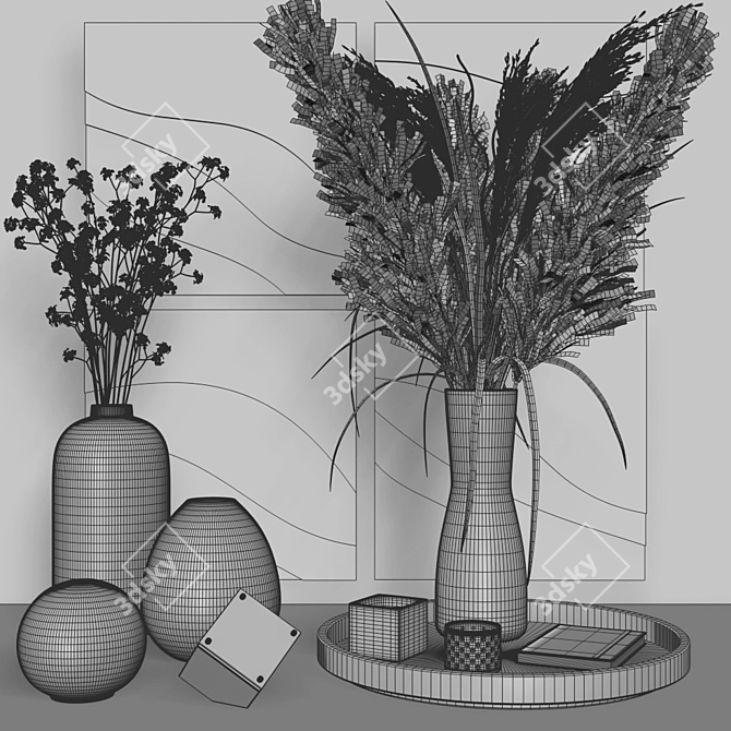 Pampa Grass Bouquet Decor Set 3D model image 5