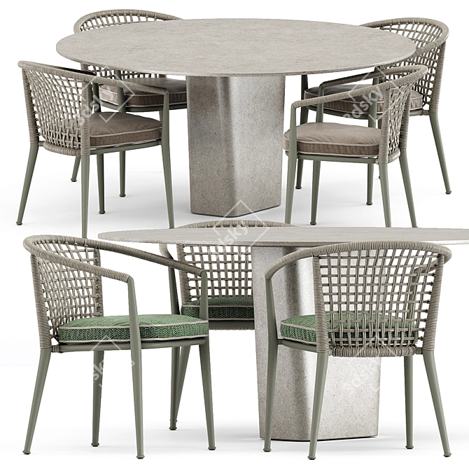 Modern elegance: Erica '19 chair and Tao dining table 3D model image 1