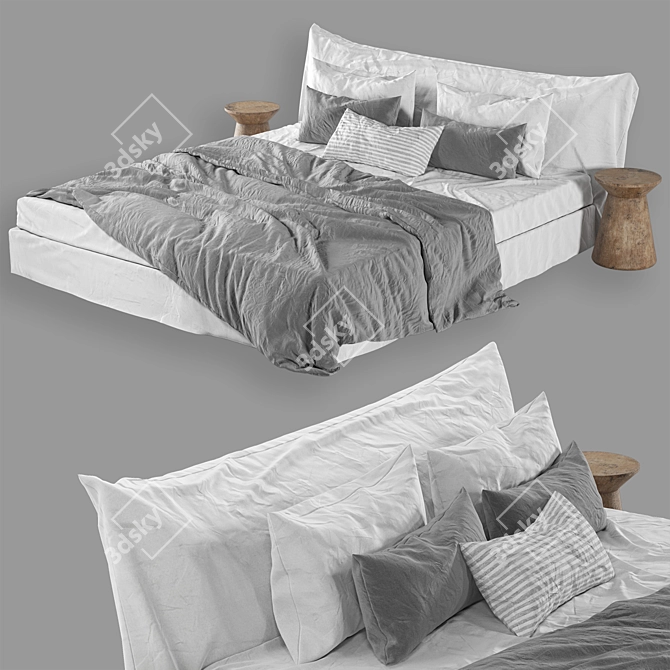 Scandi Linen Bedding Set 3D model image 1