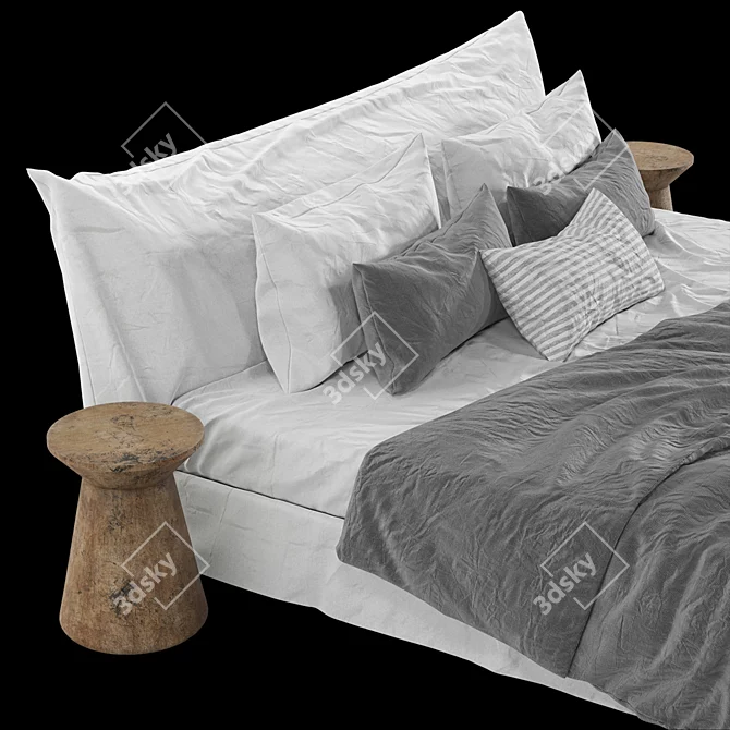 Scandi Linen Bedding Set 3D model image 6