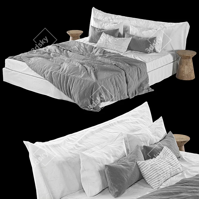 Scandi Linen Bedding Set 3D model image 7