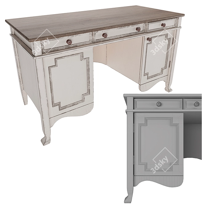 Victorian Classic Work Desk 3D model image 8