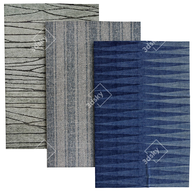 Modern Design Carpets in 3 Styles 3D model image 1