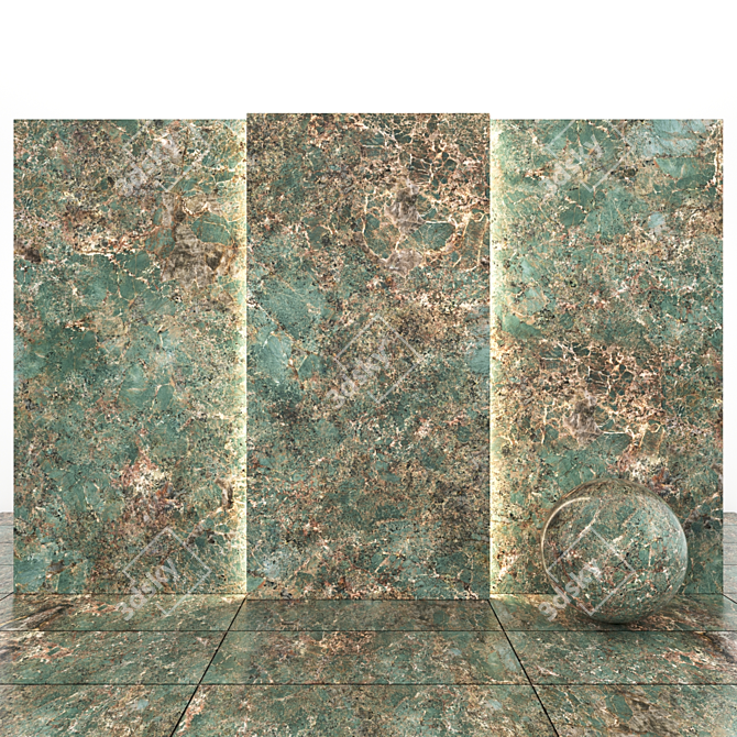 Emerald Jungle Marble: Textured Slabs & Tiles 3D model image 2