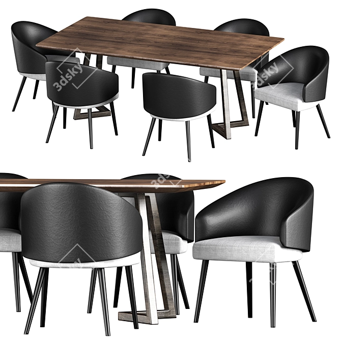 Minotti Dean Dining Table & Chair: Modern Elegance 3D model image 1