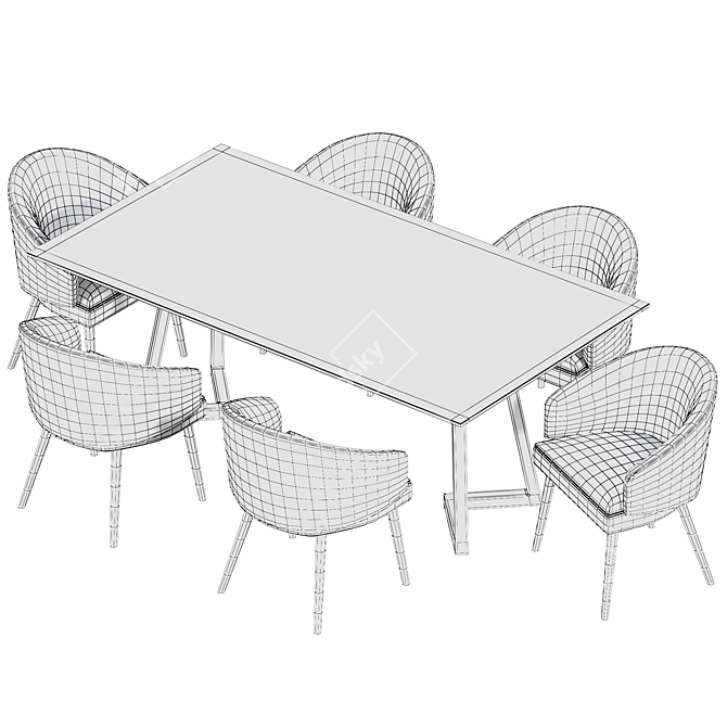 Minotti Dean Dining Table & Chair: Modern Elegance 3D model image 3