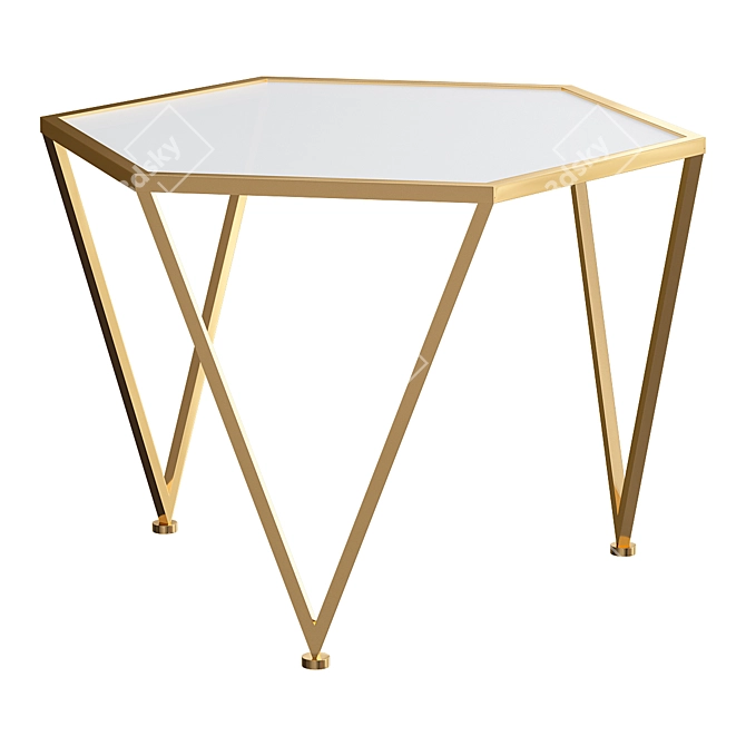 Hexagon White Marble Top Side Table 3D model image 1