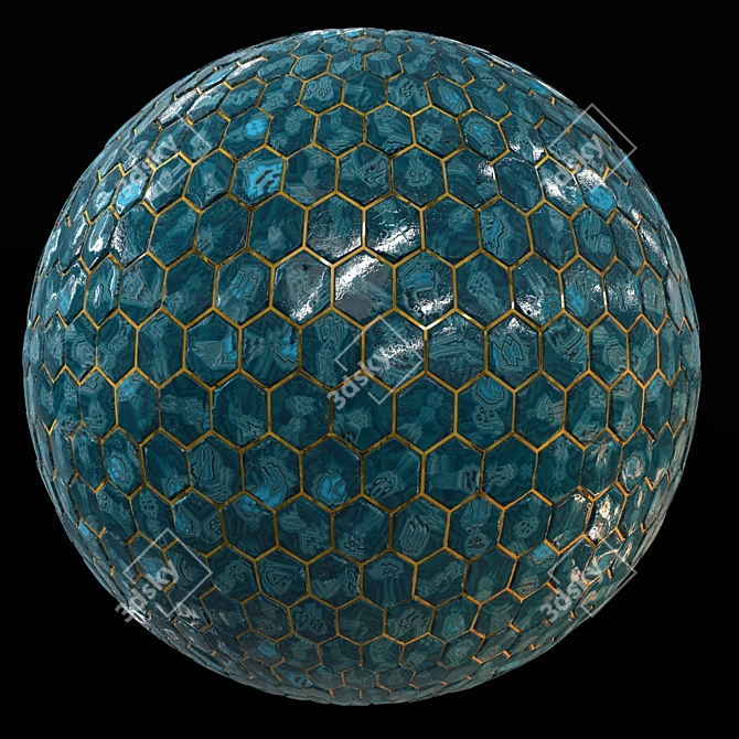 Teal Tile PBR Material - Seamless and Stylish 3D model image 5