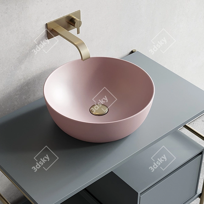 Nic Design Velo 87 - Modern Vanity with Ovvio Washbasin & Pastille Mirror 3D model image 2