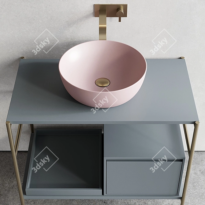 Nic Design Velo 87 - Modern Vanity with Ovvio Washbasin & Pastille Mirror 3D model image 3