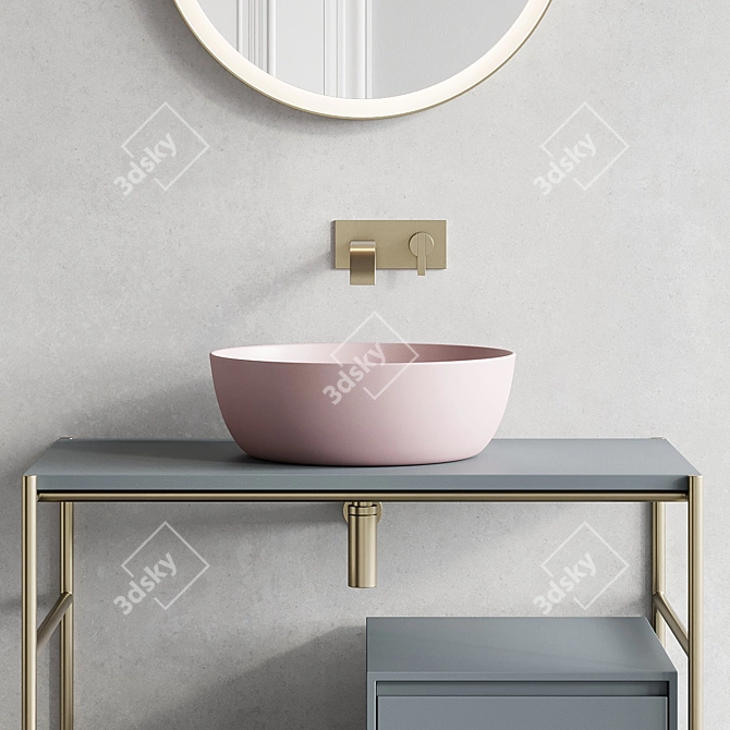 Nic Design Velo 87 - Modern Vanity with Ovvio Washbasin & Pastille Mirror 3D model image 4