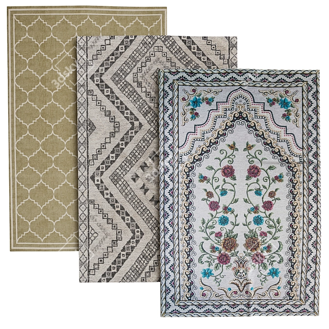 Max 2015 Rugs: 3 Designs (OBJ Format) 3D model image 1