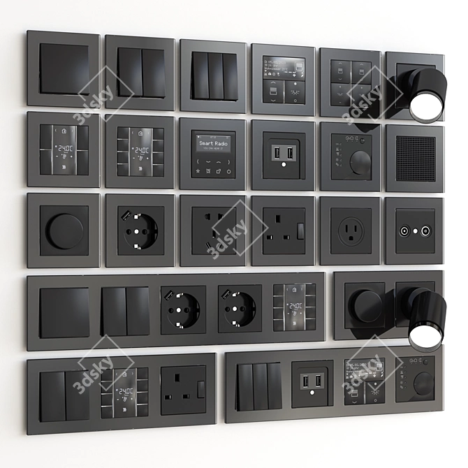 Jung A Creation Glass Wall Switch: Trendy Designs & Smart Functionality 3D model image 2