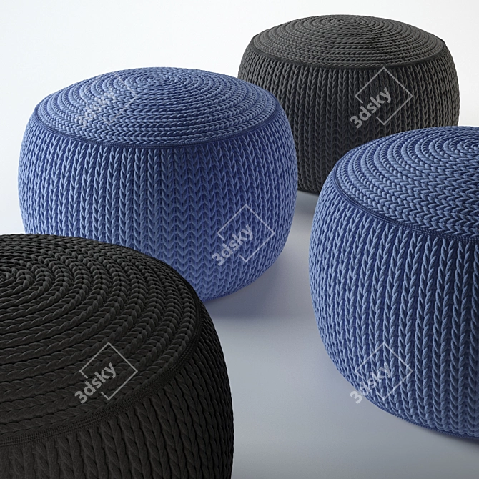 Cozy Knit Ottoman for Stylish Comfort 3D model image 2