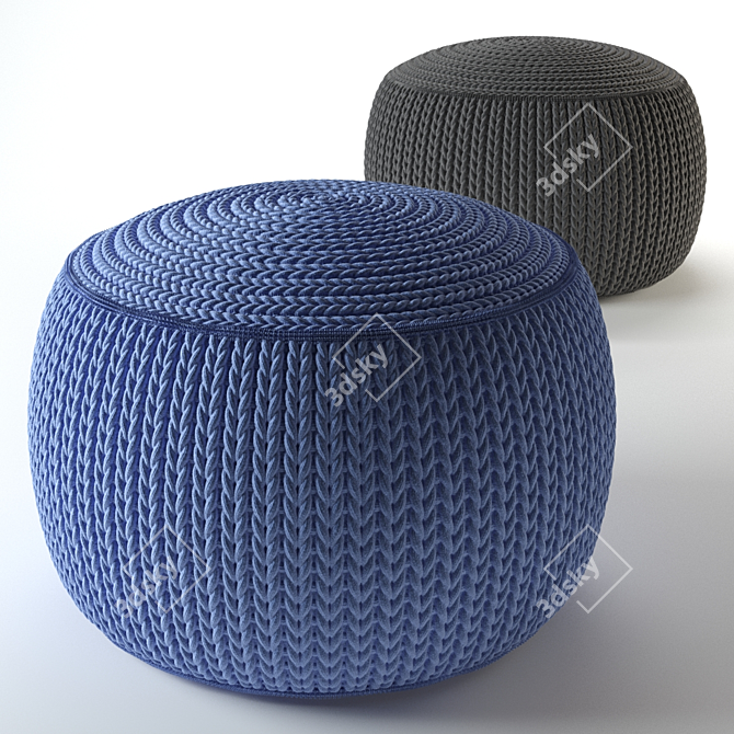 Cozy Knit Ottoman for Stylish Comfort 3D model image 4