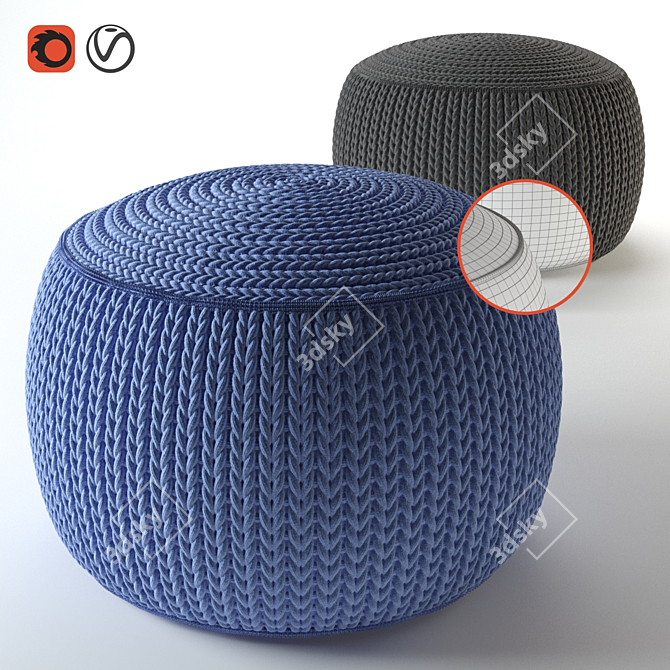 Cozy Knit Ottoman for Stylish Comfort 3D model image 6