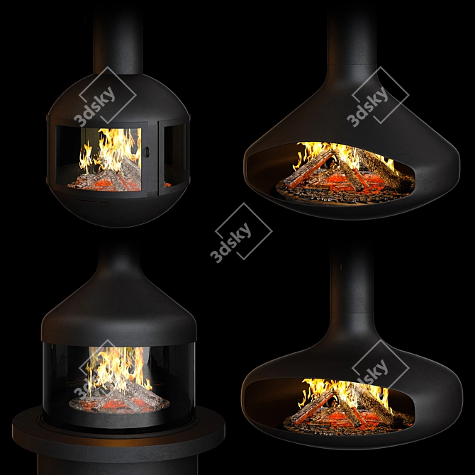 Focus Creation 1 Fireplace Set: 4 Stunning Options! 3D model image 3
