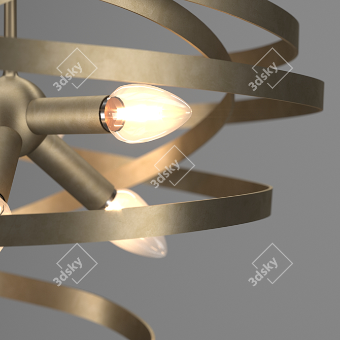 Metal Curly Ribbon Chandelier 3D model image 1