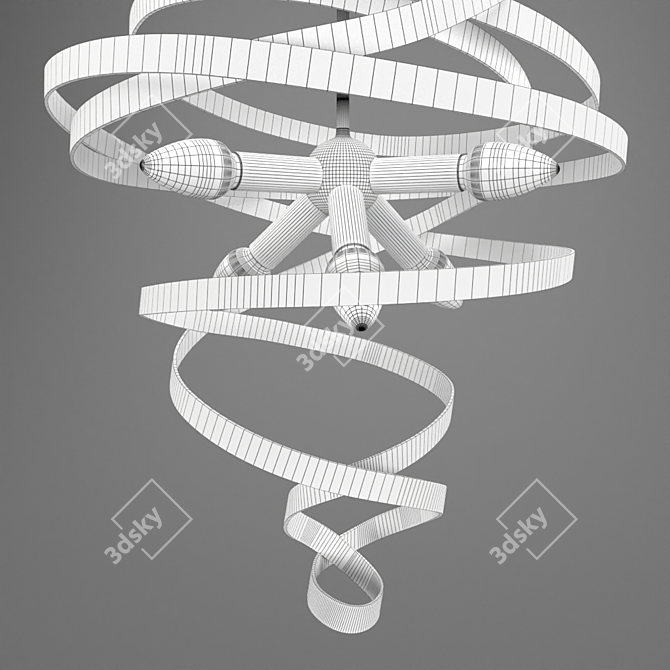 Metal Curly Ribbon Chandelier 3D model image 2