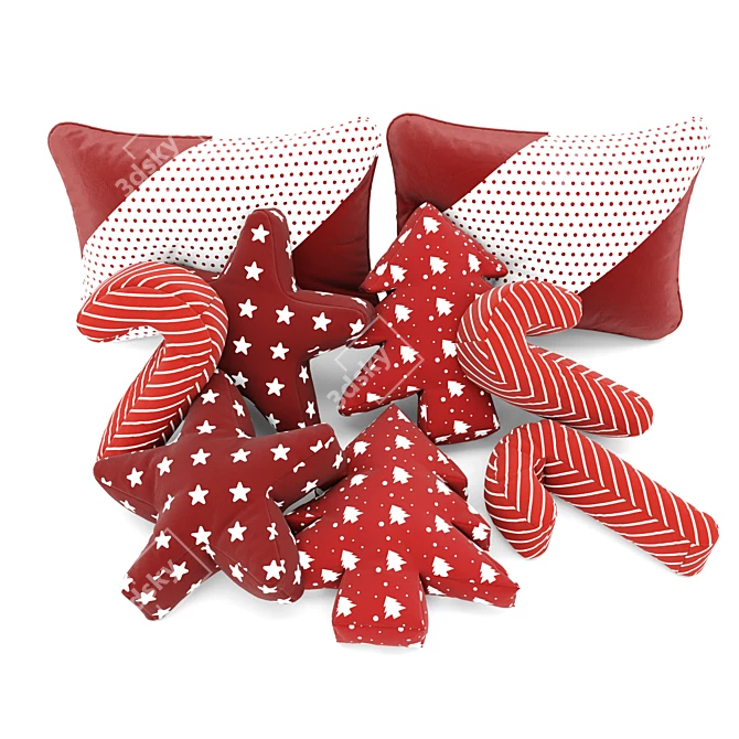 Joyful Christmas Pillow Decor 3D model image 3