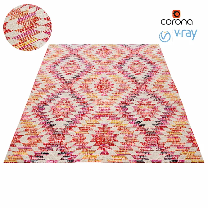 Vibrant Multicolor Rug 3D model image 1