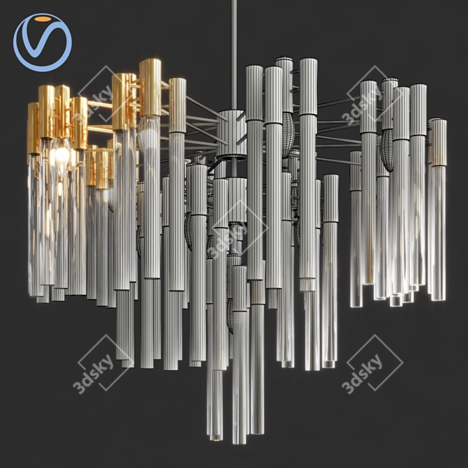 Elegant Glass Tube Chandelier 3D model image 3