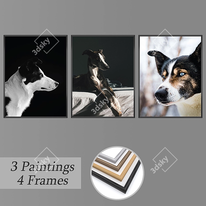 Modern Wall Art Set with Multiple Frame Options 3D model image 1