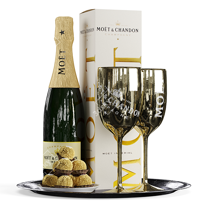 Elegant Champagne Service Tray 3D model image 2