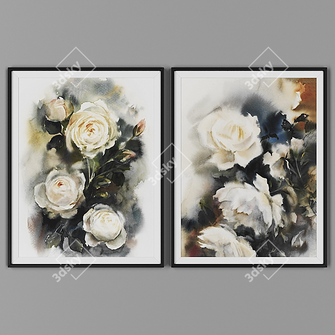 Black Framed Art Set 3D model image 1