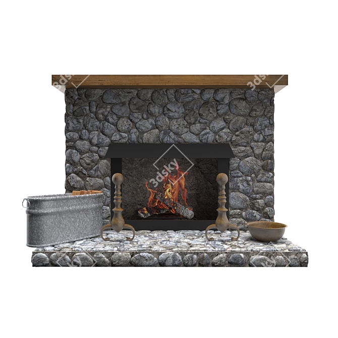 Elegant Stone Fireplace 3D model image 5