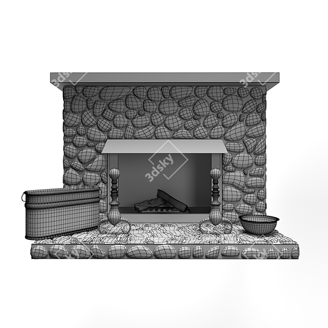 Elegant Stone Fireplace 3D model image 7