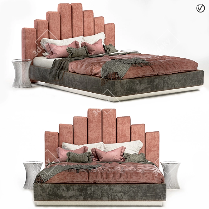 Elegant Modern Bed 3D model image 1