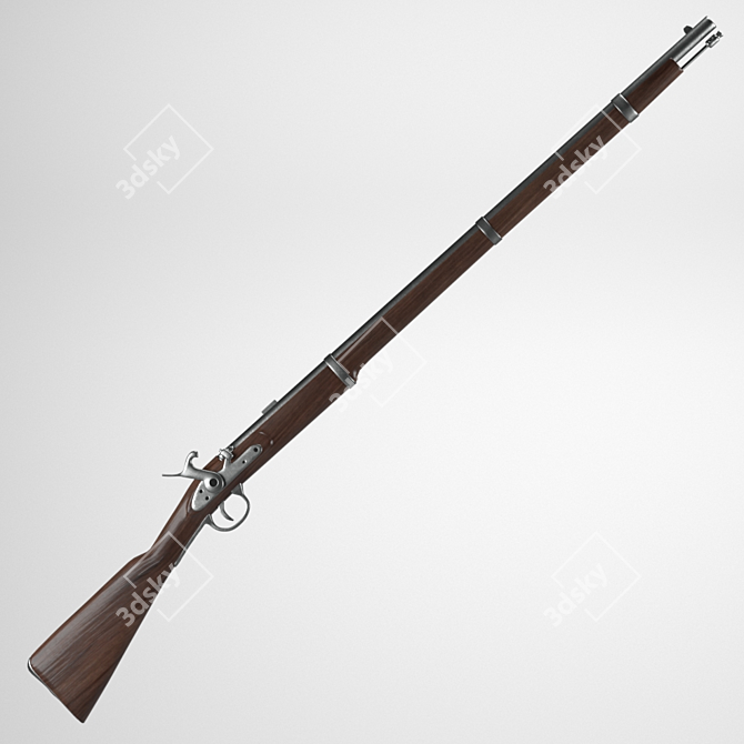 19th Century Vintage Musket 3D model image 1