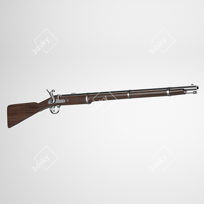 19th Century Vintage Musket 3D model image 2