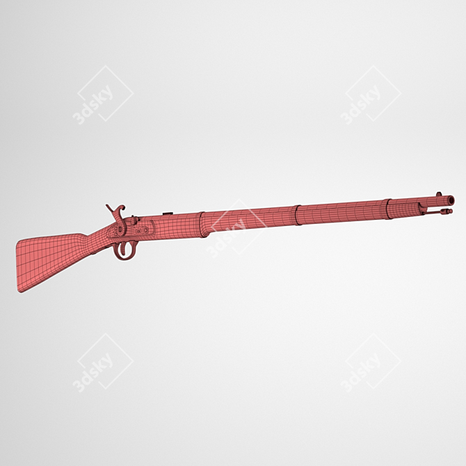 19th Century Vintage Musket 3D model image 3